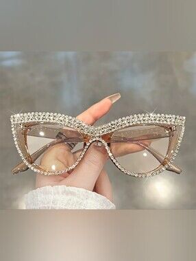 🩷💋Bling cat eye clear fashion glasses